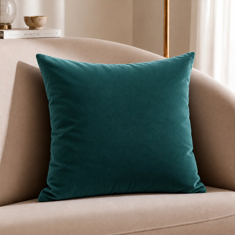 Fort Royal - Velvet Solid Dye Cushion Cover (Rama Green)-2