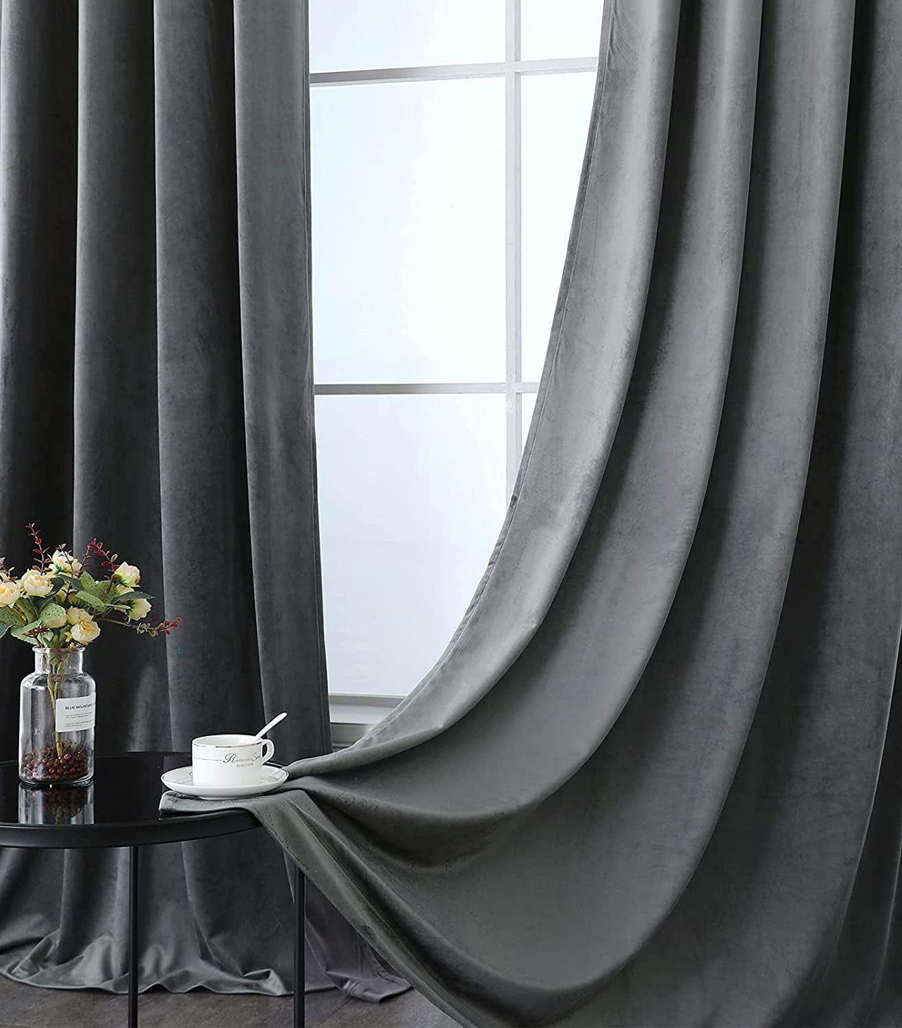 Fort Royal - Rod Pocket Velvet Curtain (Grey)-3