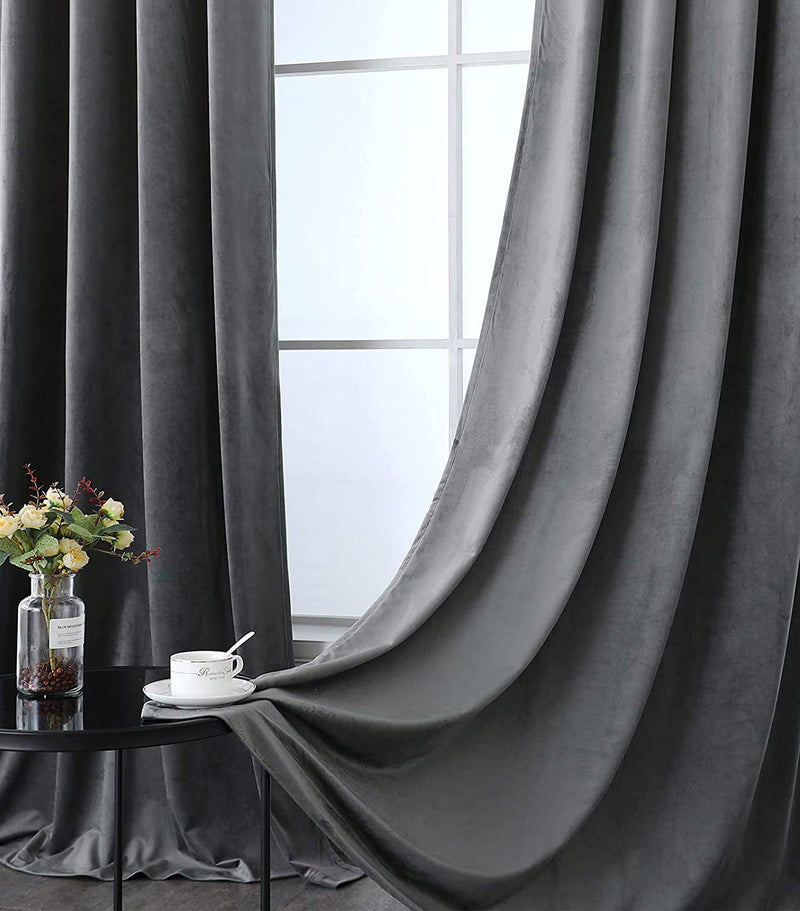 Fort Royal - Rod Pocket Velvet Curtain (Grey)-3