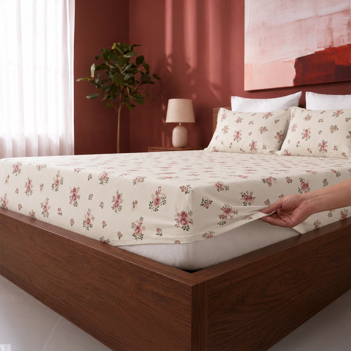 Blush Garden - Floral Fitted Sheet