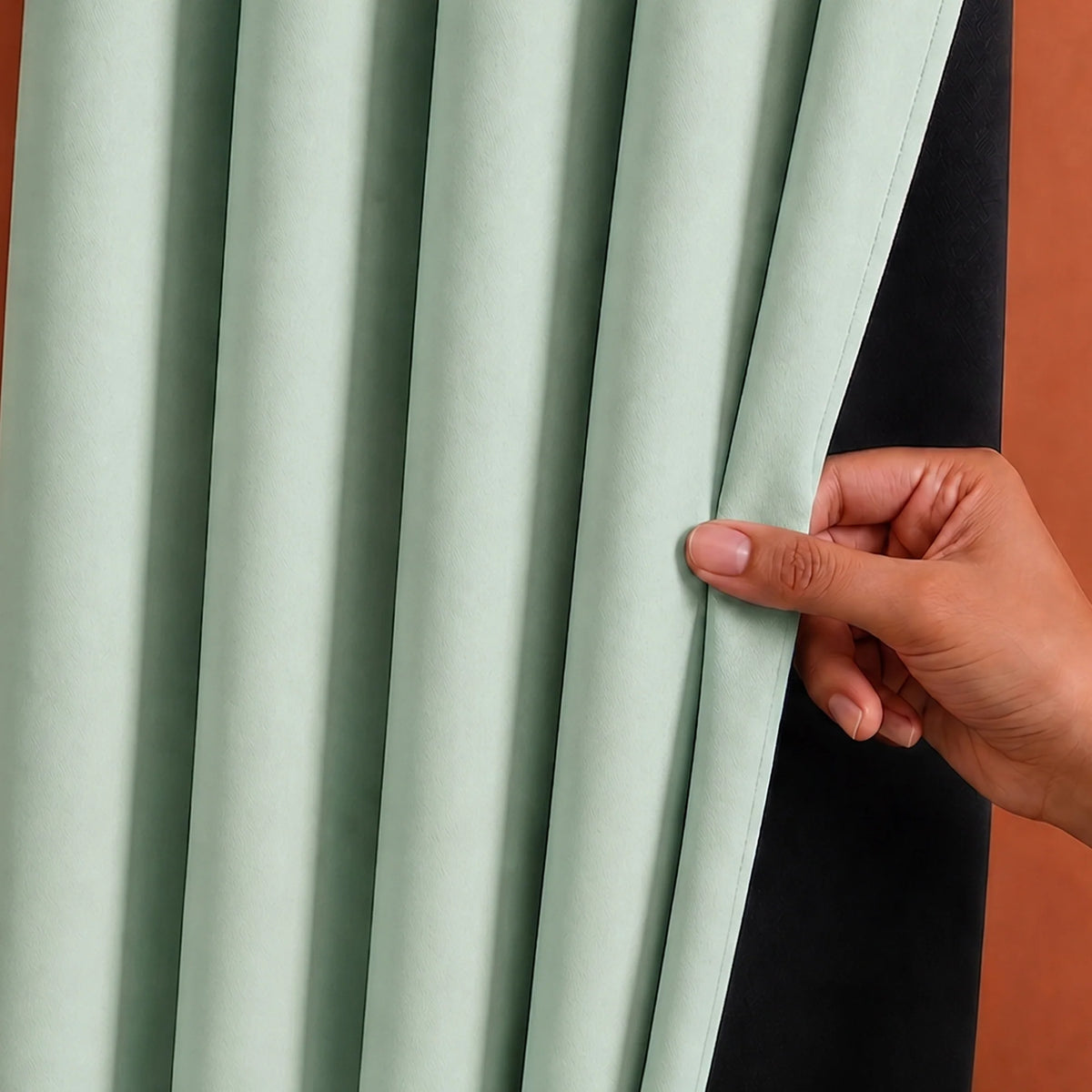 Fort Essential - Black Backing Blackout Curtain (Sage Green)