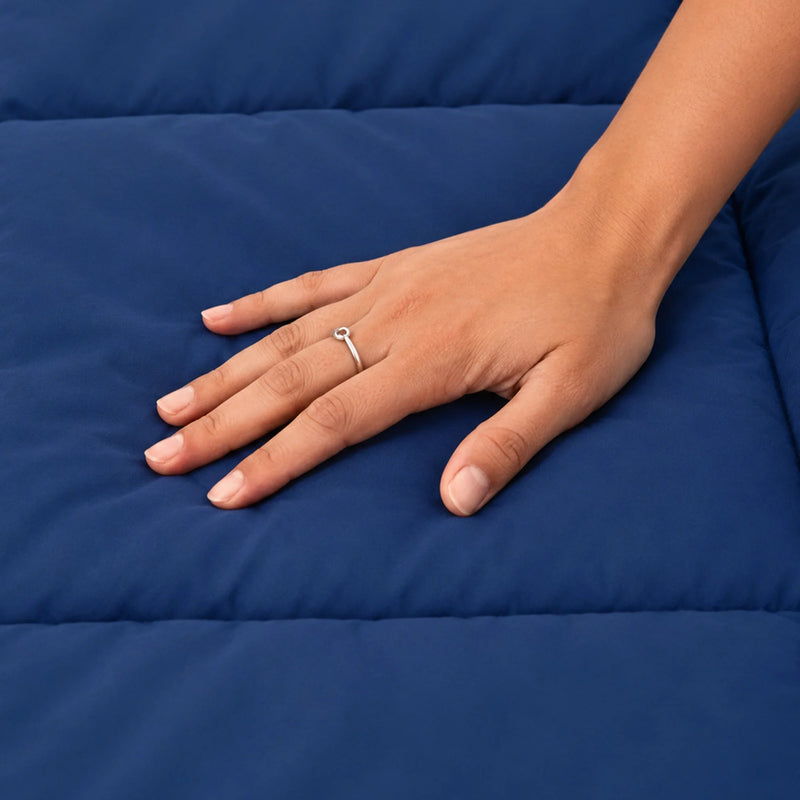 Fort - Box Stitch Duvet Comforter (Dark Blue & Light Grey)-2