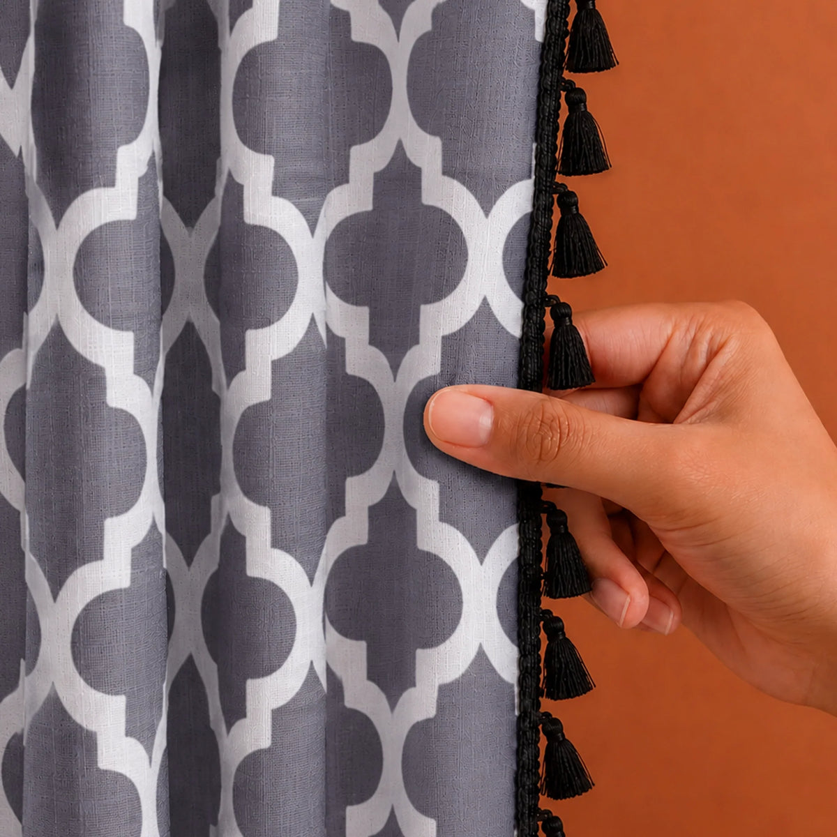 Imprimer Handpicked Soleil - Rod Pocket Printed Semi Blackout Curtain (Grey)