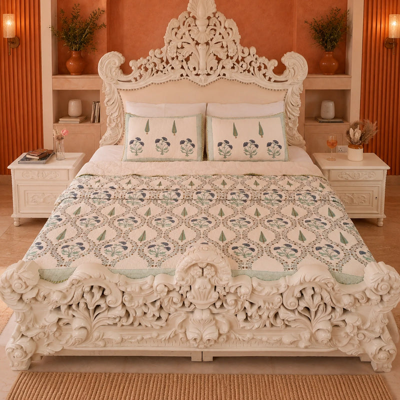Calm Canopy - Handblock Bedcover-4
