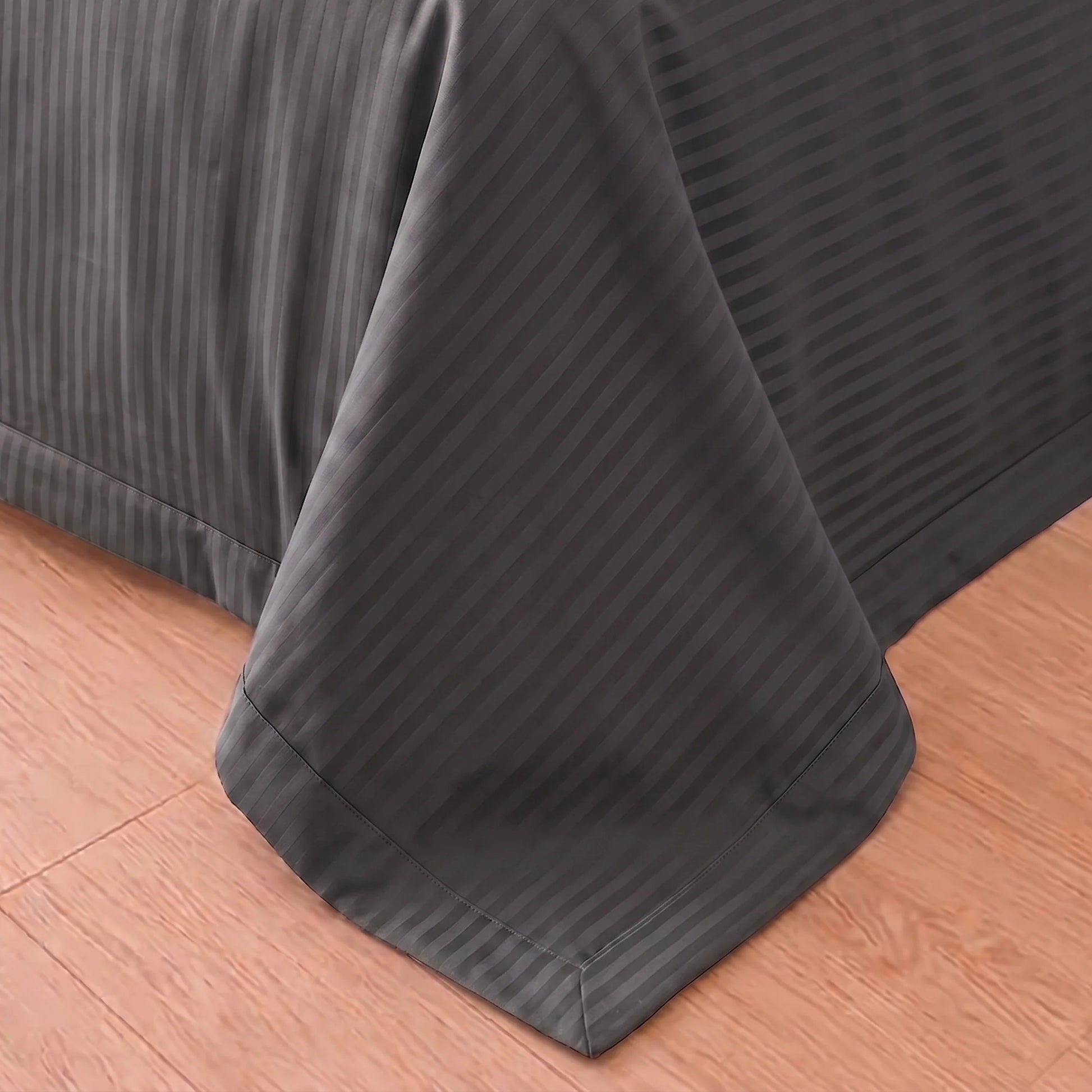 Breton Doze - Satin Stripe Reversible Dohar Blanket (Grey)-2