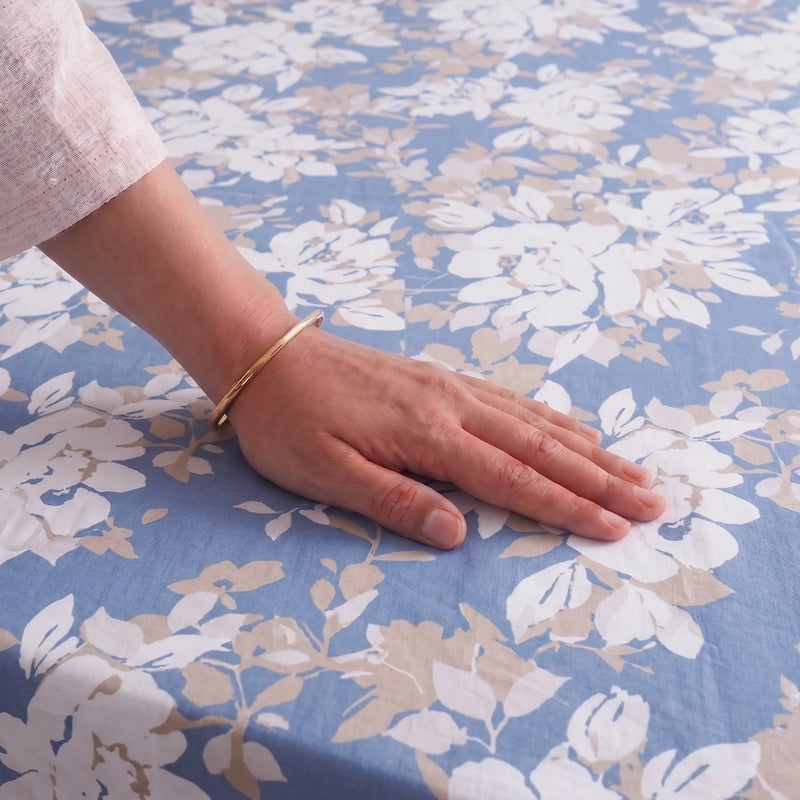Blossom Haze - Floral Bedsheet (Blue)-4