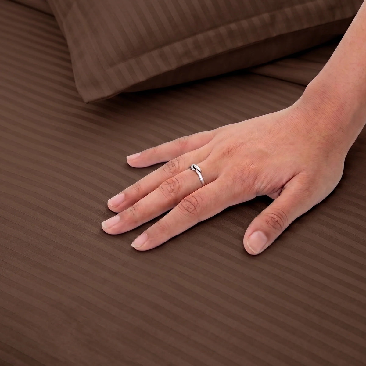 Breton Mellow - Satin Stripe Duvet Cover (Brown)