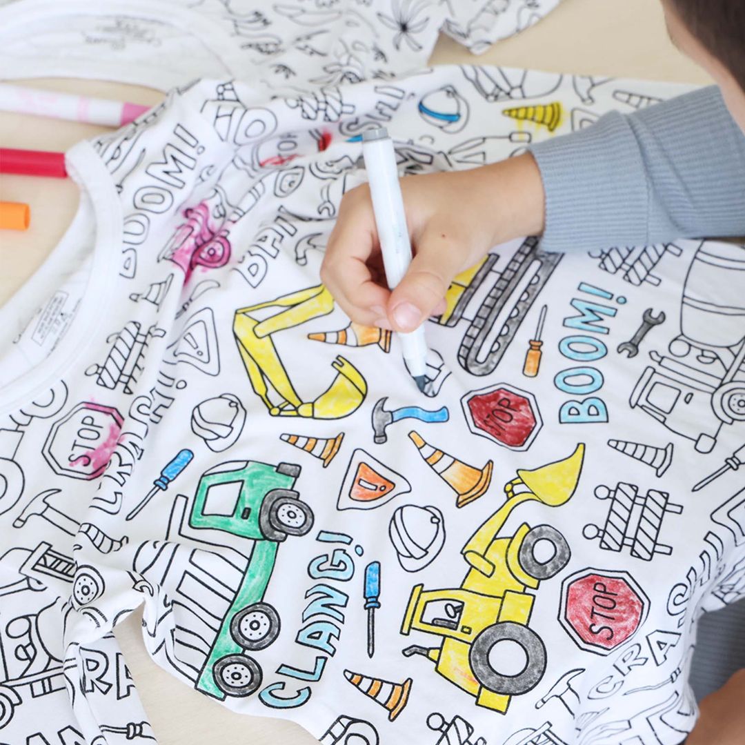 Magic Coloring Pajama Set - Top, Bottom & 12 Markers-2