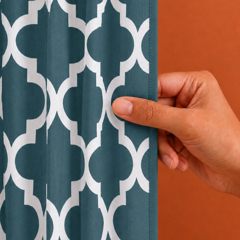 Imprimer Quatrefoil Printed Semi Blackout Curtain-2