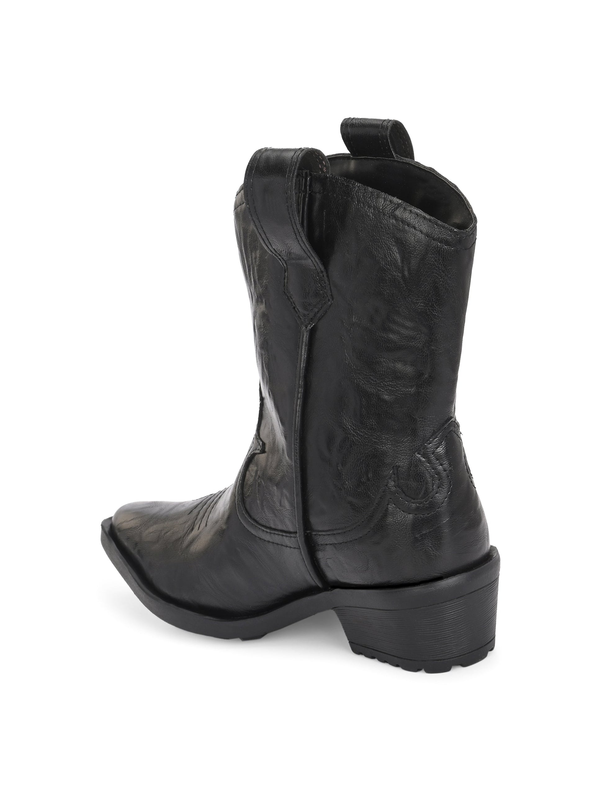 EL PASO Women Faux Leather Casual Slip On Cowboy Boots-9