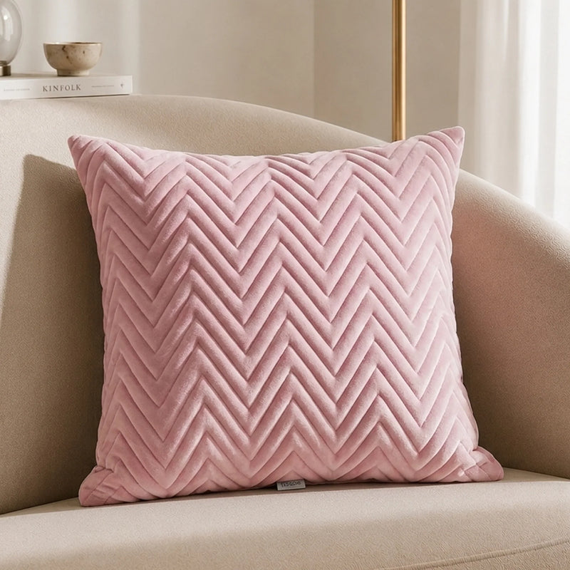 Fort Sawtooth - Quilted Velvet Cushion Cover (Baby Pink)-2