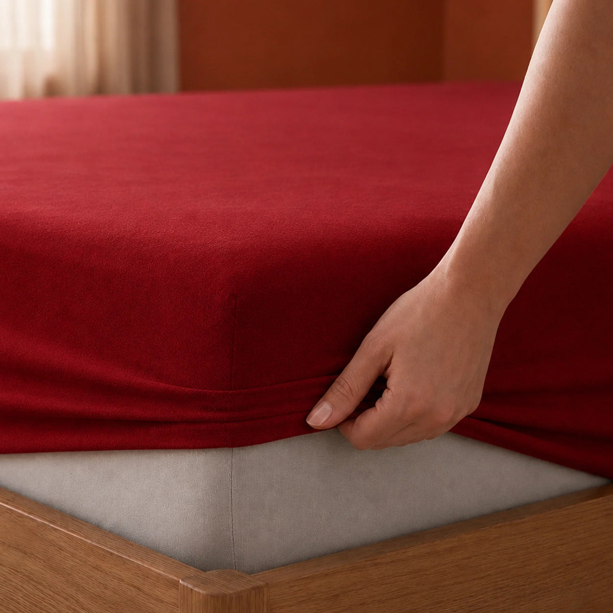 Fort - Terry Solid Mattress Protector (Maroon)