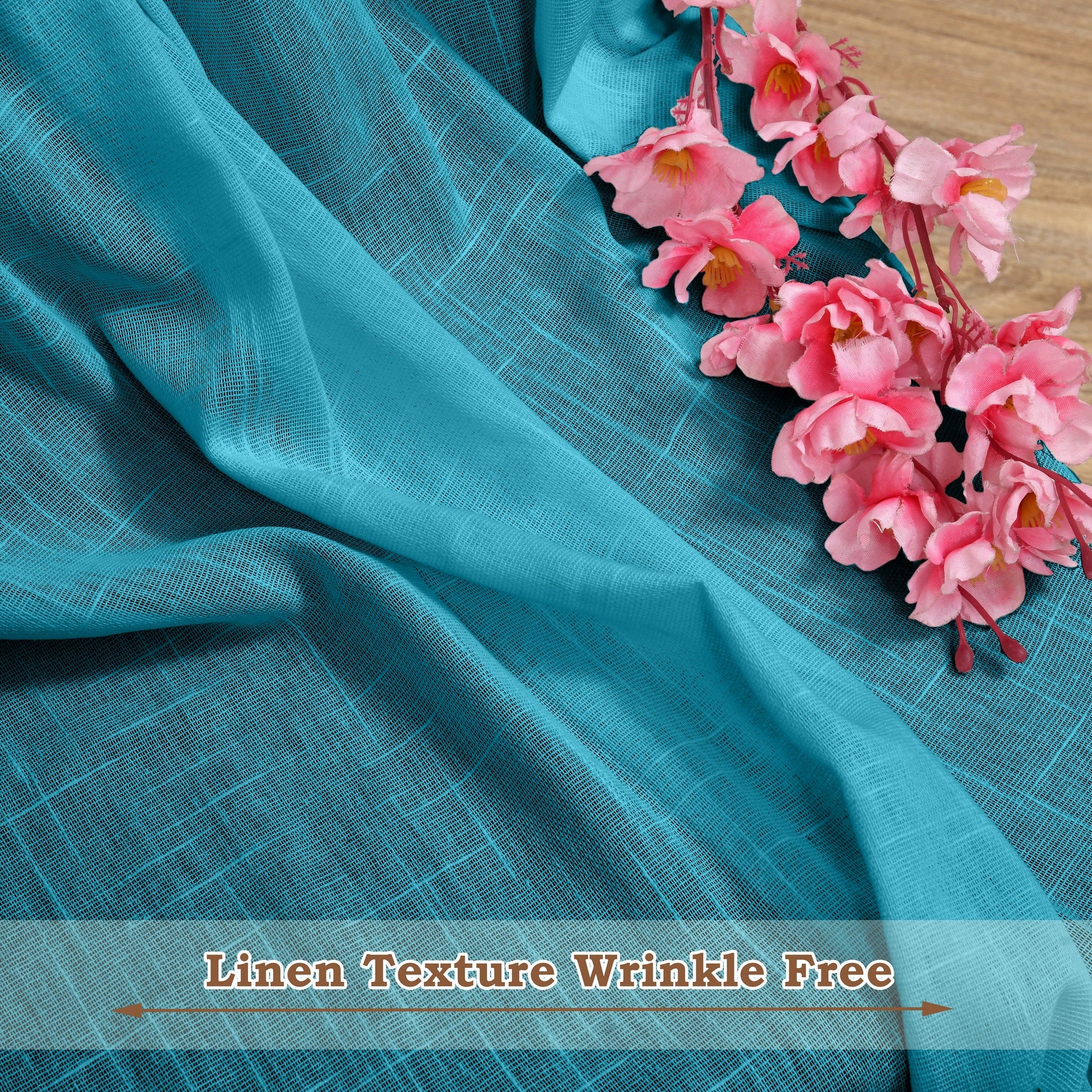 Fort Absolute - Back Tab Solid Sheer Curtain (Blue)-5
