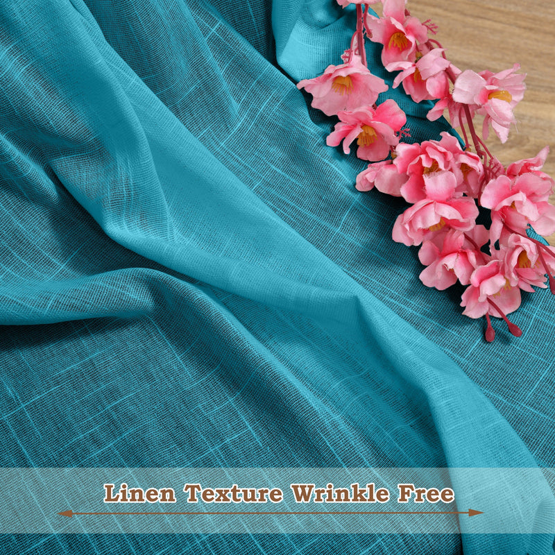 Fort Absolute - Back Tab Solid Sheer Curtain (Blue)-5