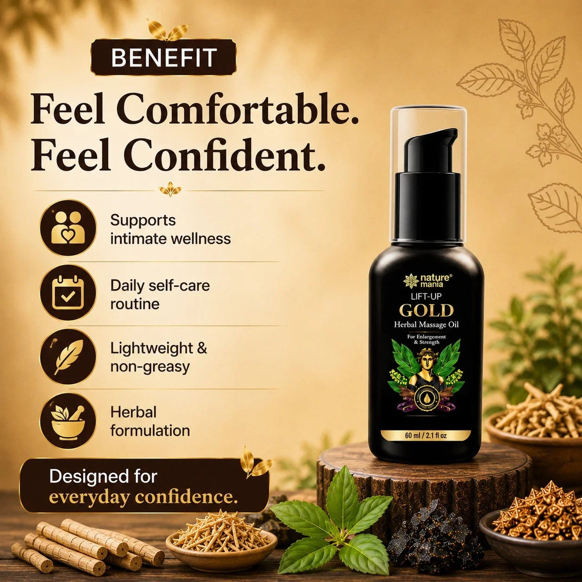 Lift-up Gold Herbal Massage Oil For Men (50ml)