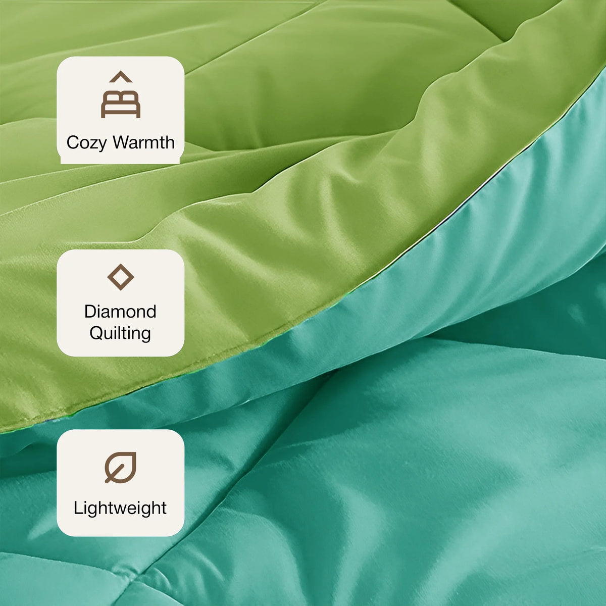 Fort - Box Stitch Duvet Comforter (Parrot Green & Aqua Green)-3