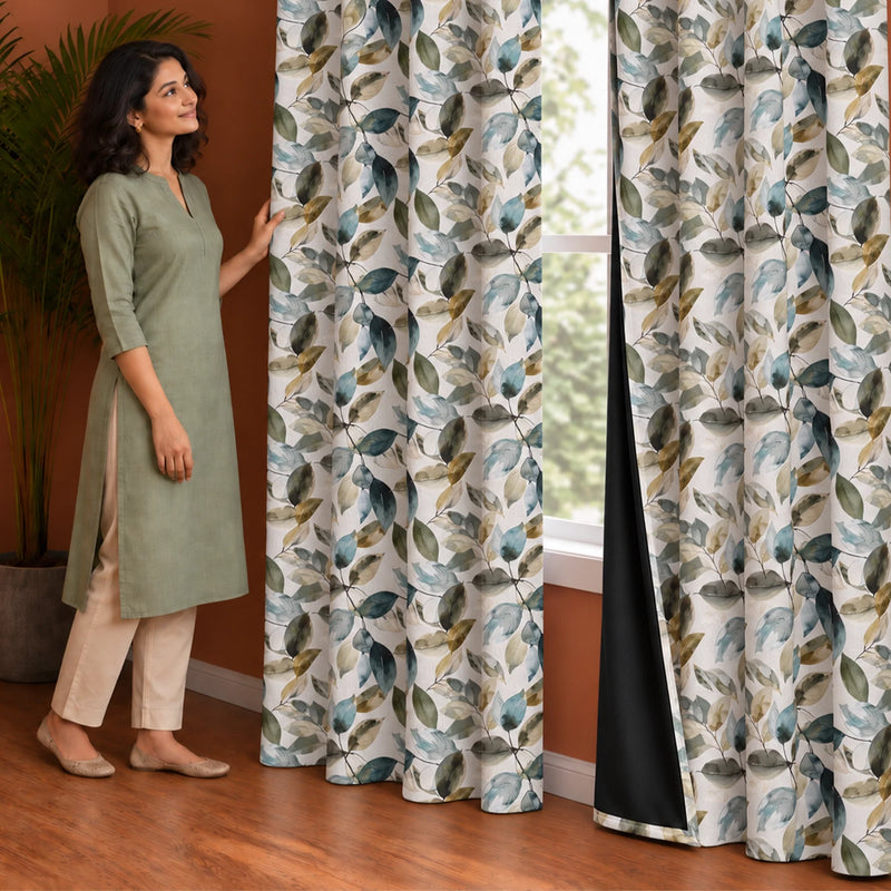 Imprimer Abstract - Digital Printed Blackout Curtain (Leaf Heaven)-3