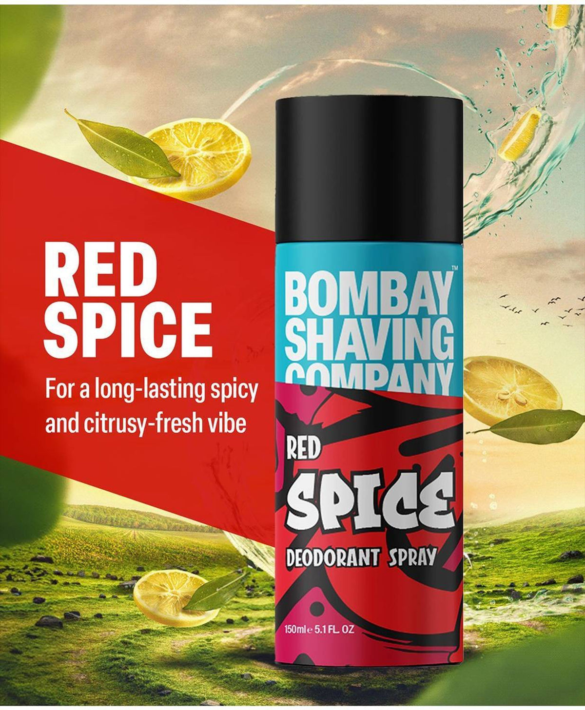 Bombay Shaving Company Red Spice & Black Vibe 150ml x 2 Combo Deodorant Spray - For Men (300 ml, Pack of 2)