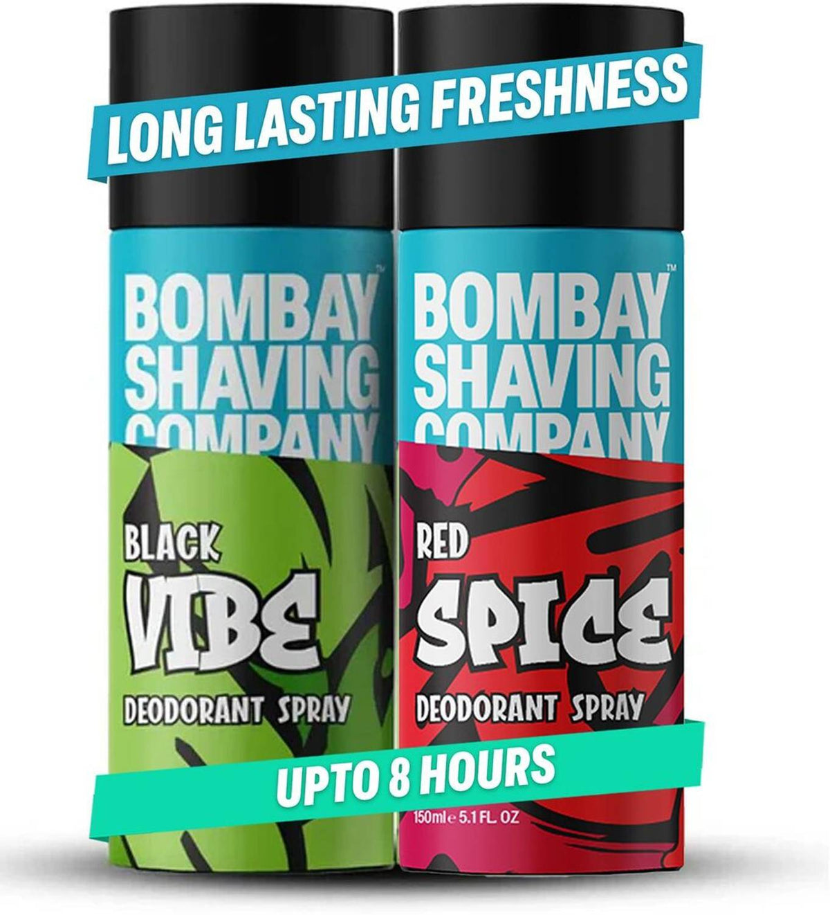 Bombay Shaving Company Red Spice & Black Vibe 150ml x 2 Combo Deodorant Spray - For Men (300 ml, Pack of 2)