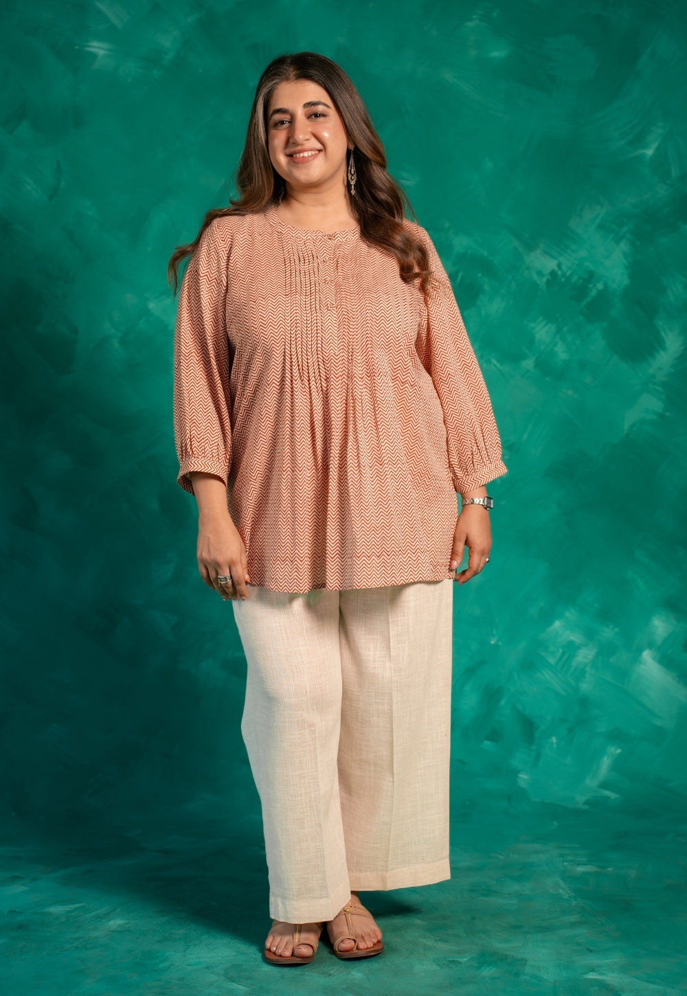 Faria Red Bagru Cotton A Line Short Top