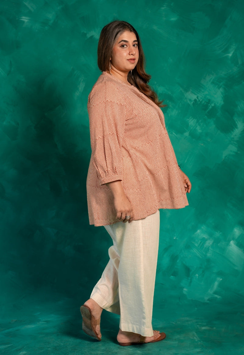 Faria Red Bagru Cotton A Line Short Top