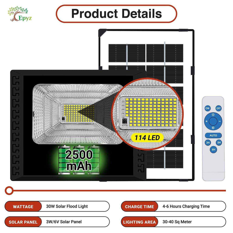 30 Watt Outdoor Solar Flood Light for Home