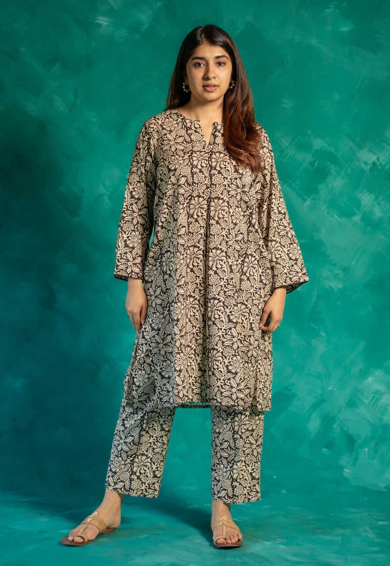 Nikita Black Bagru Cotton Straight Co-Ord Set