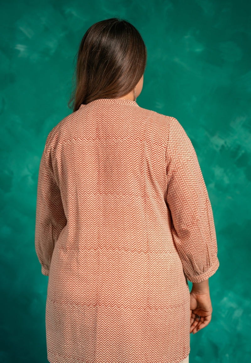 Faria Red Bagru Cotton A Line Short Top