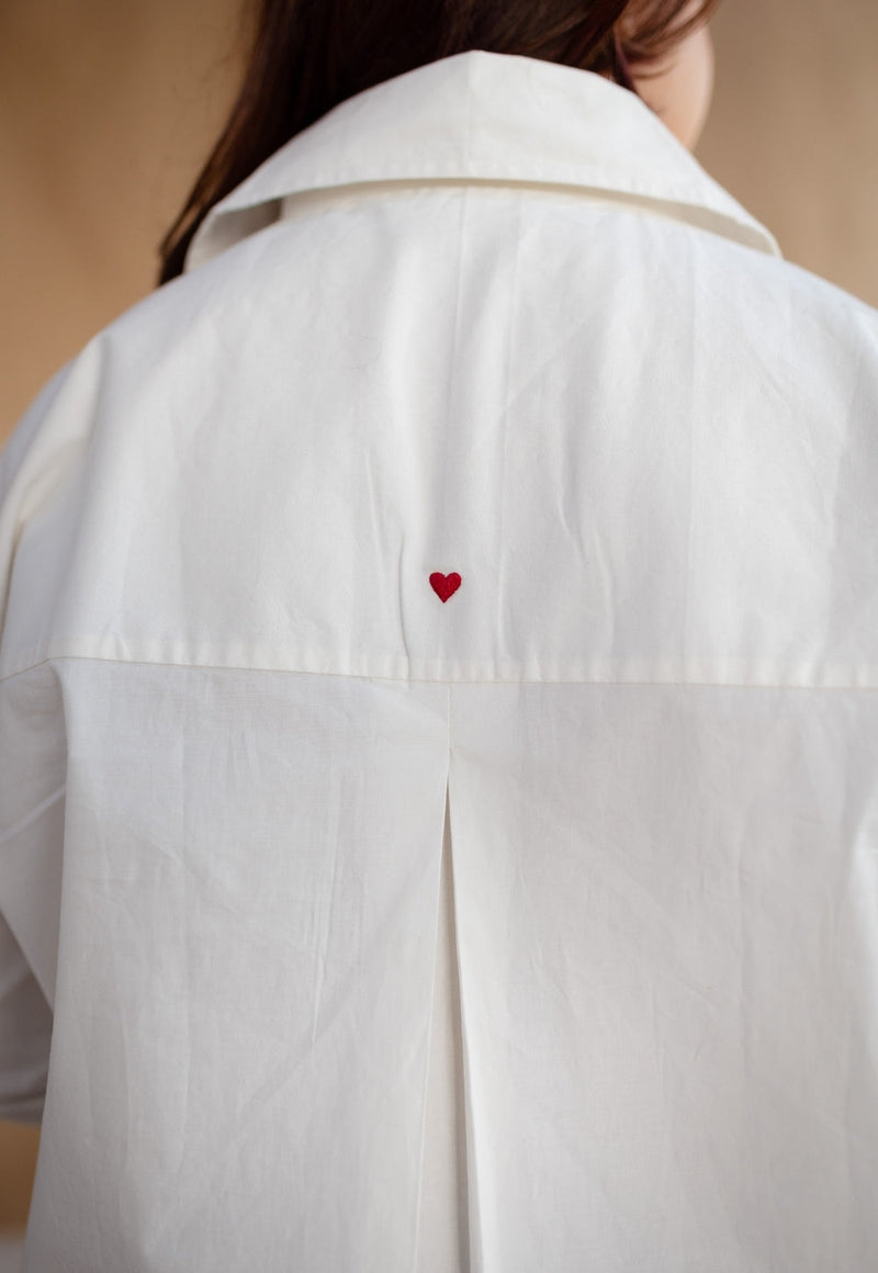 TIECO DyeVerse - White Poplin Cotton Embroidered Shirt