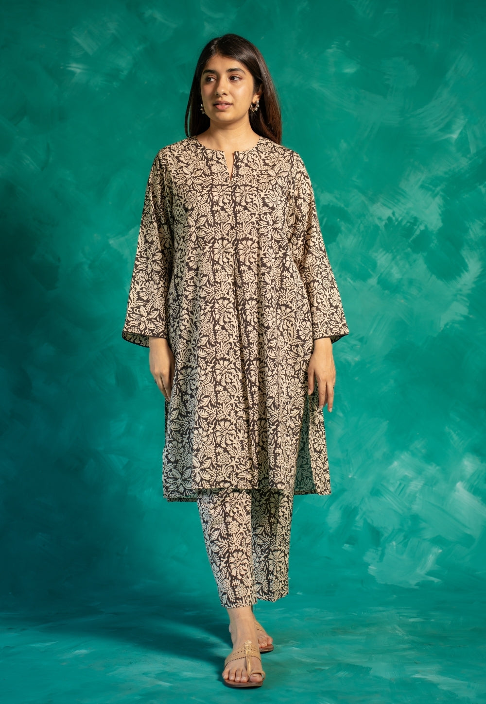 Nikita Black Bagru Cotton Straight Co-Ord Set