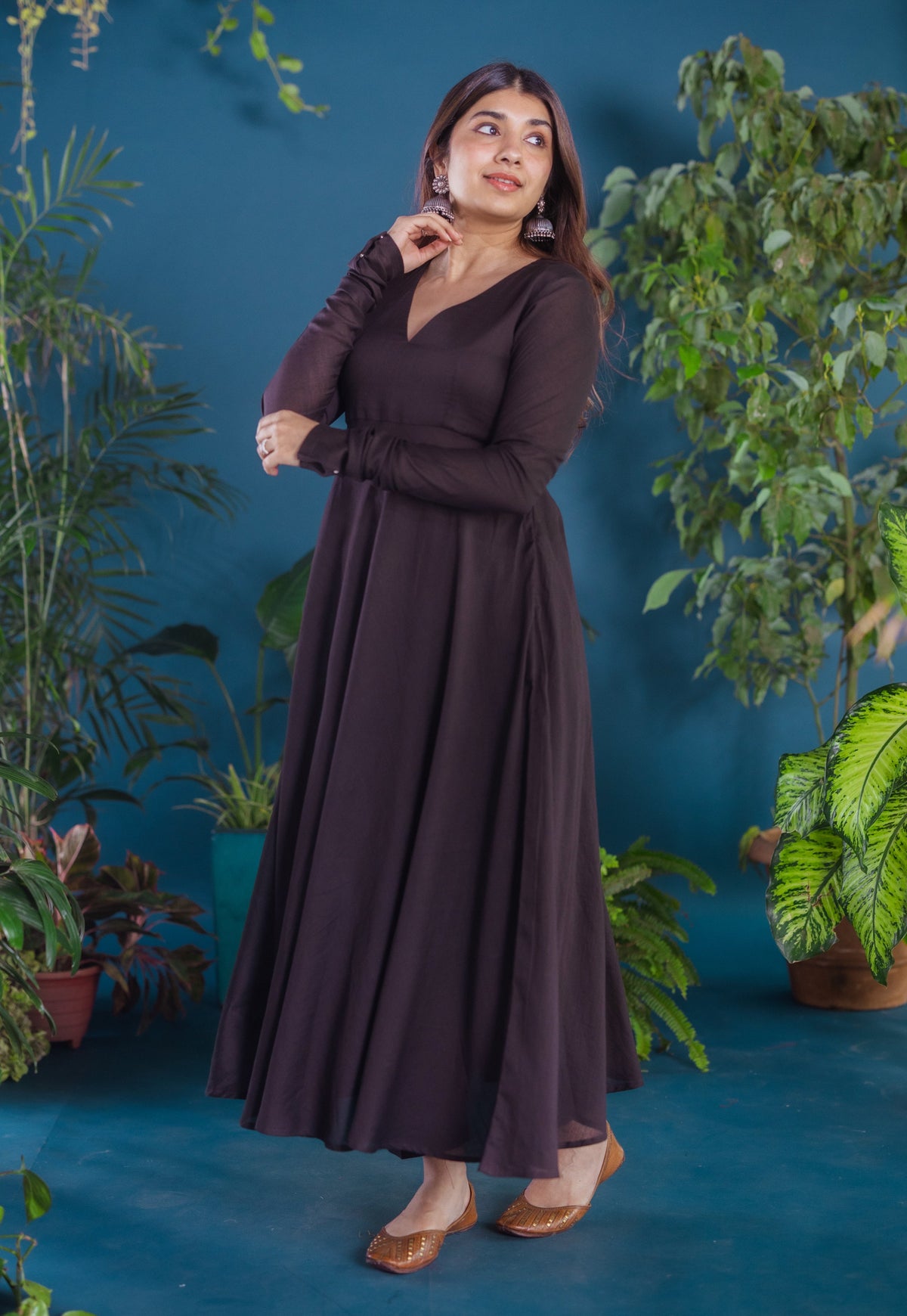 Zima Black Solid Mul A Line Kurta