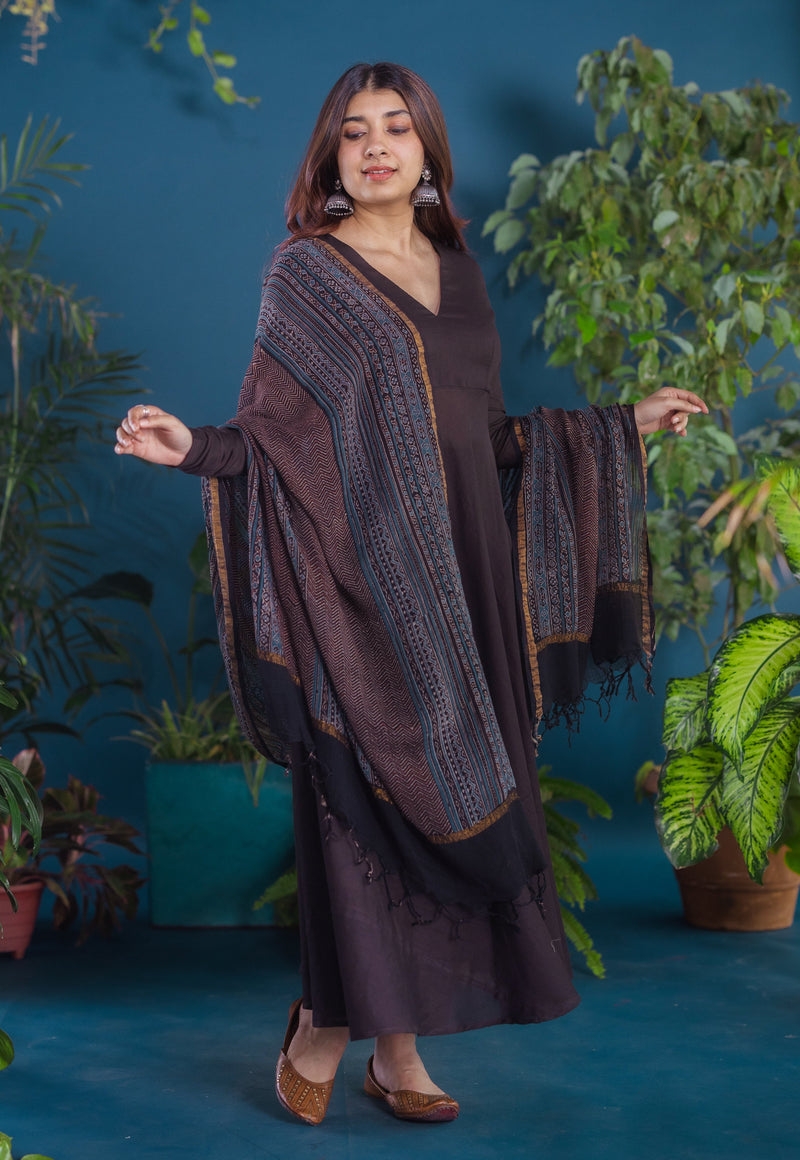 Zima Black Solid Mul A Line Kurta
