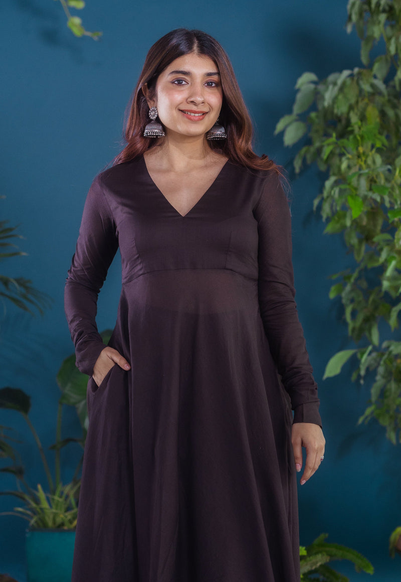 Zima Black Solid Mul A Line Kurta