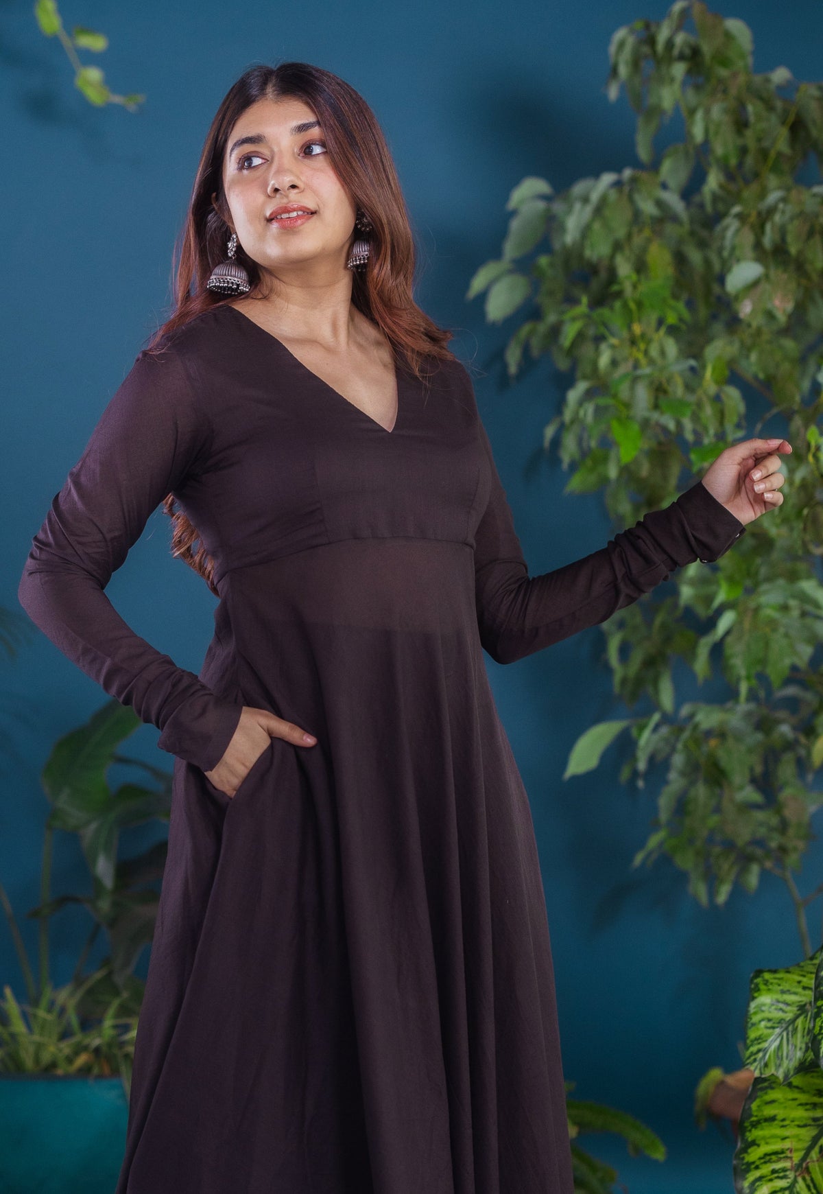 Zima Black Solid Mul A Line Kurta