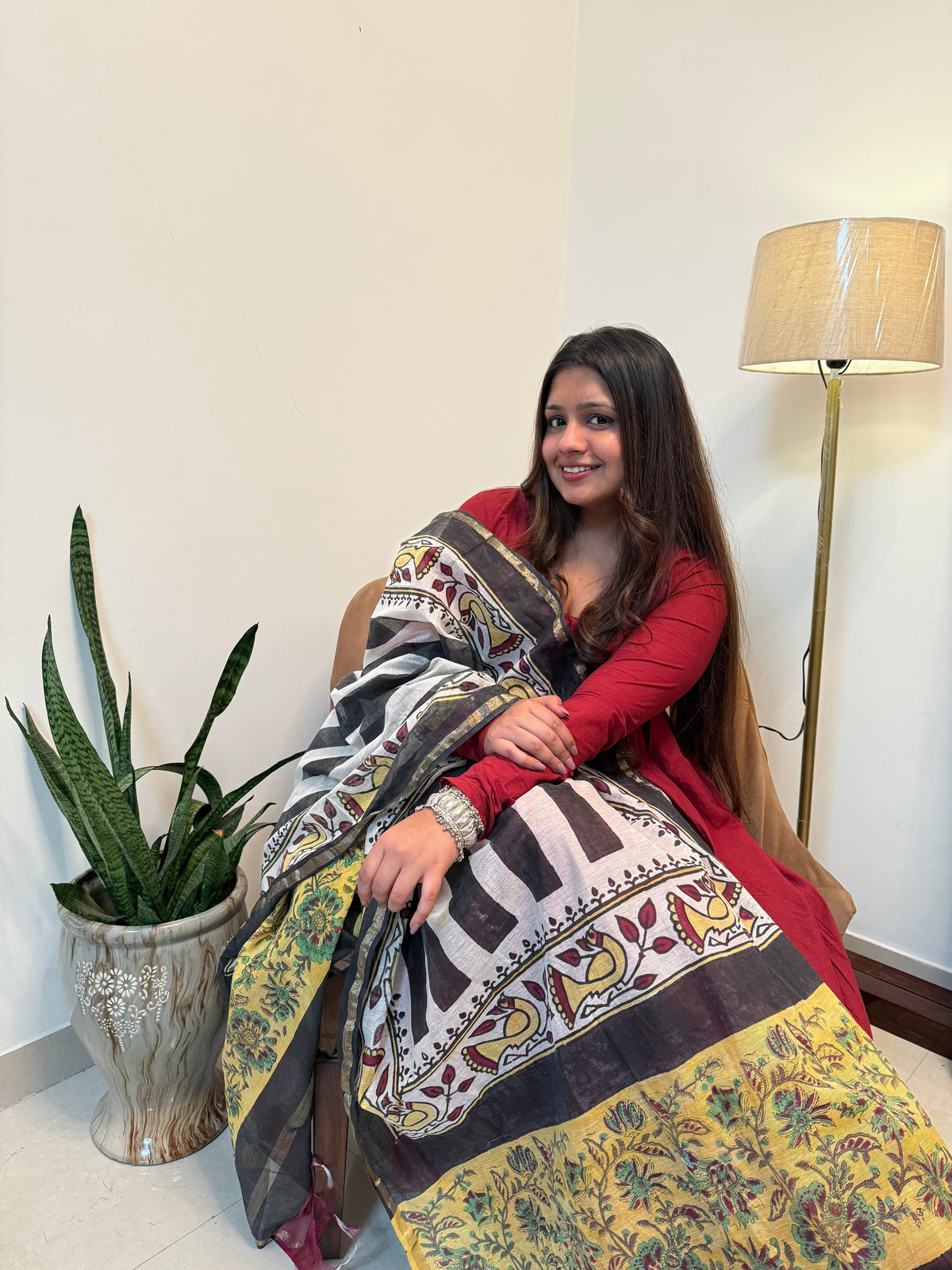 Saadgi Red Anrakali Set with Chanderi dupatta