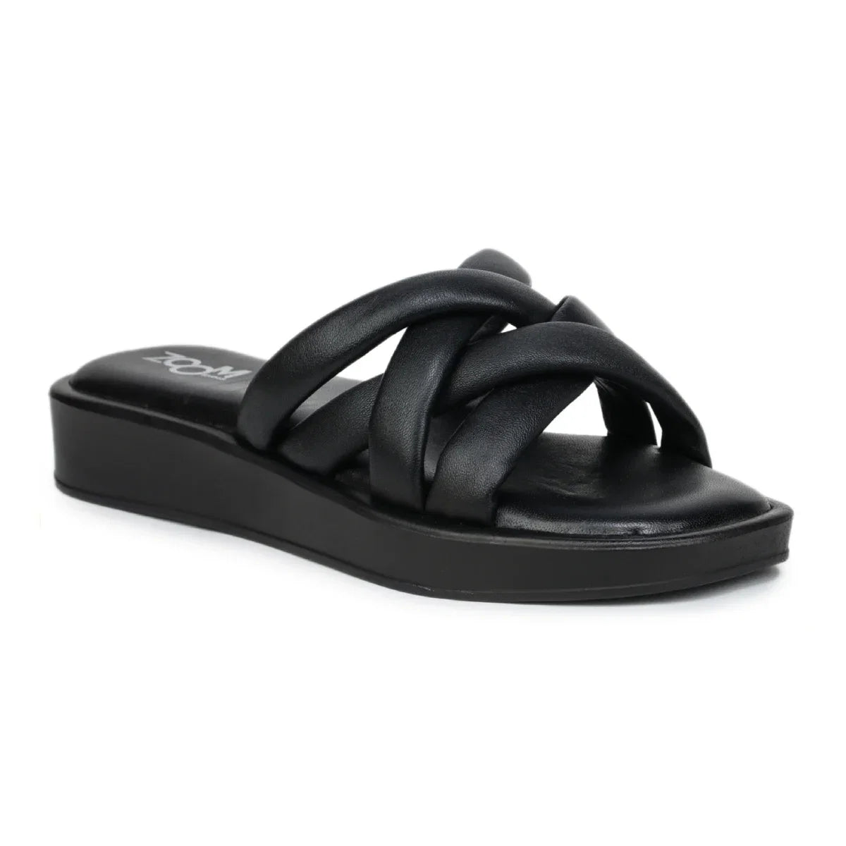 Stylish Women's Leather Slippers with Criss-Cross Design - L 212