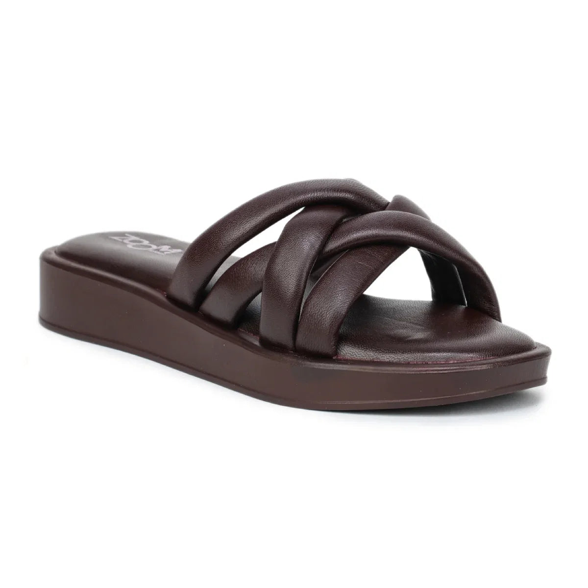 Stylish Women's Leather Slippers with Criss-Cross Design - L 212
