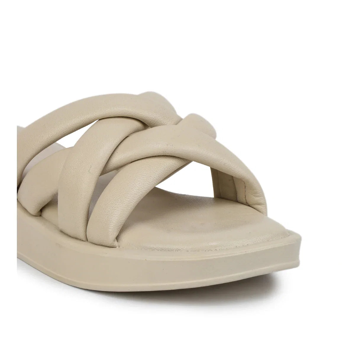 Stylish Women's Leather Slippers with Criss-Cross Design - L 212