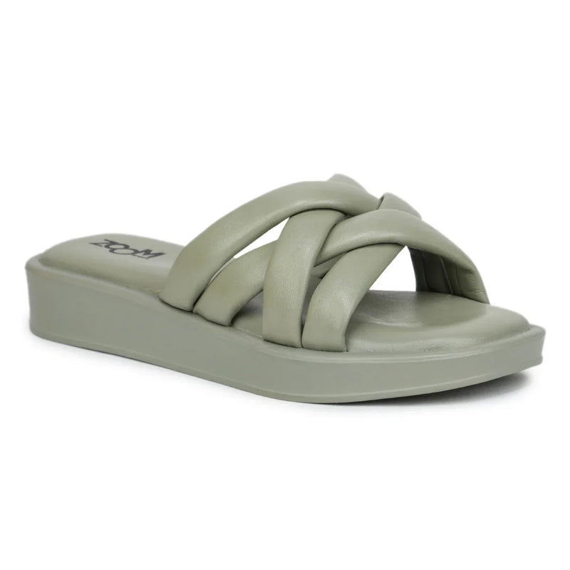 Stylish Women's Leather Slippers with Criss-Cross Design - L 212