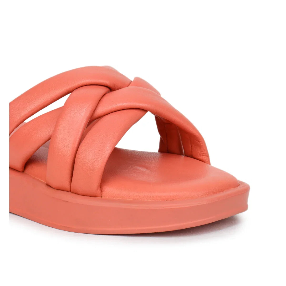Stylish Women's Leather Slippers with Criss-Cross Design - L 212
