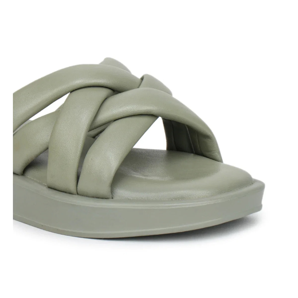 Stylish Women's Leather Slippers with Criss-Cross Design - L 212
