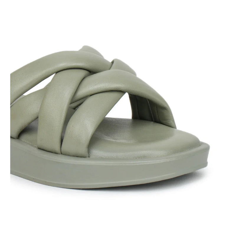 Stylish Women's Leather Slippers with Criss-Cross Design - L 212