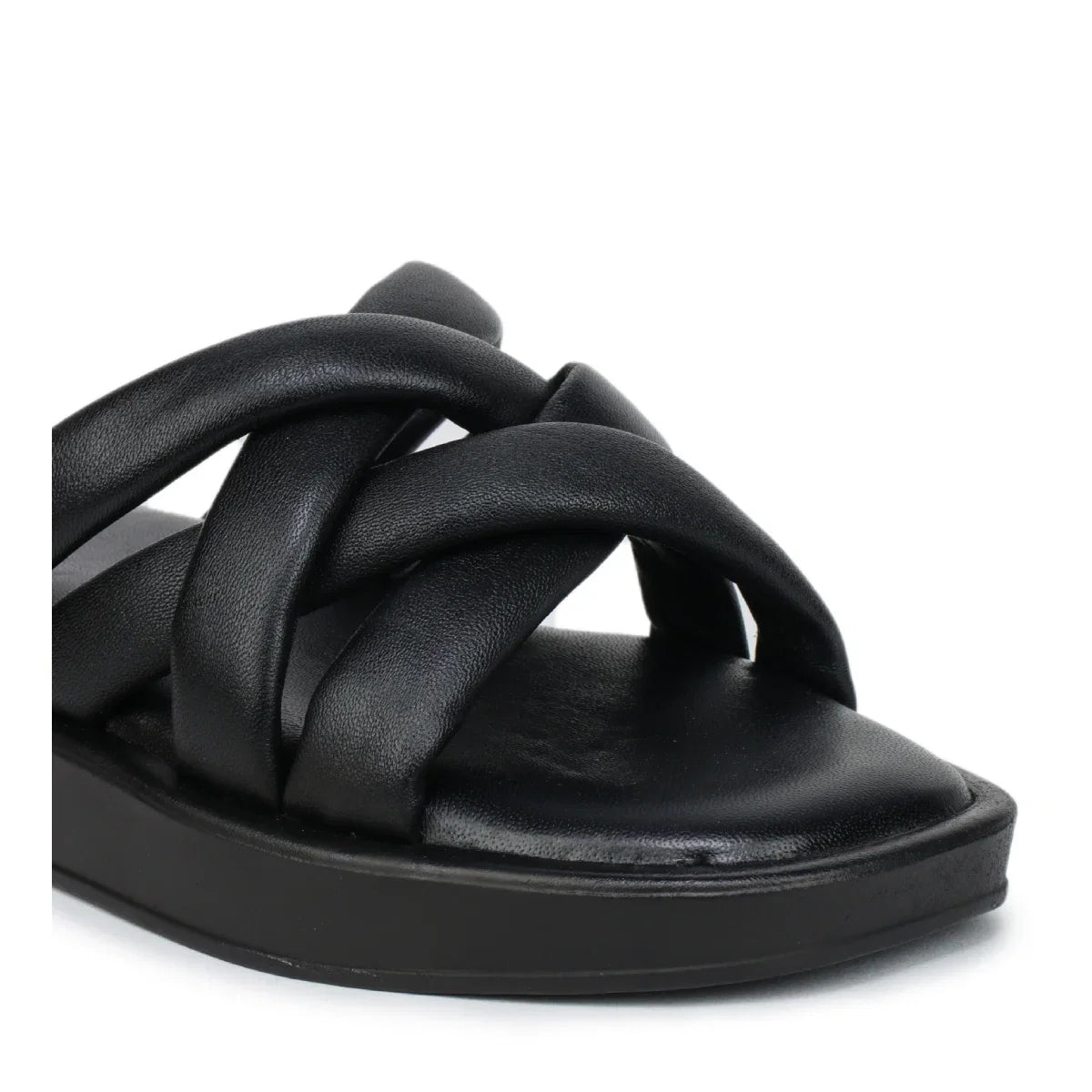 Stylish Women's Leather Slippers with Criss-Cross Design - L 212