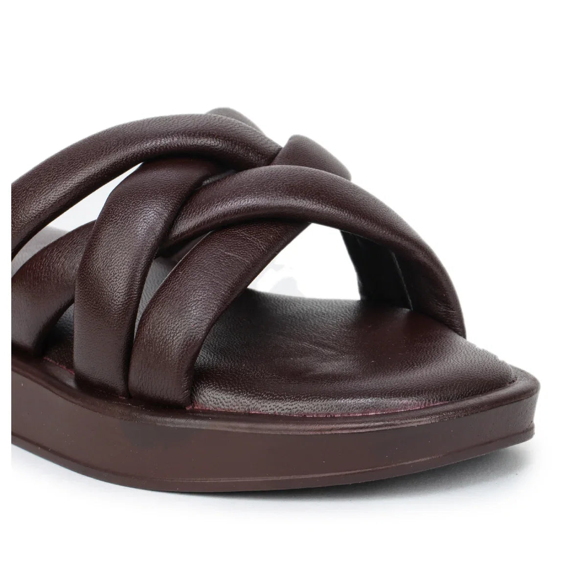 Stylish Women's Leather Slippers with Criss-Cross Design - L 212
