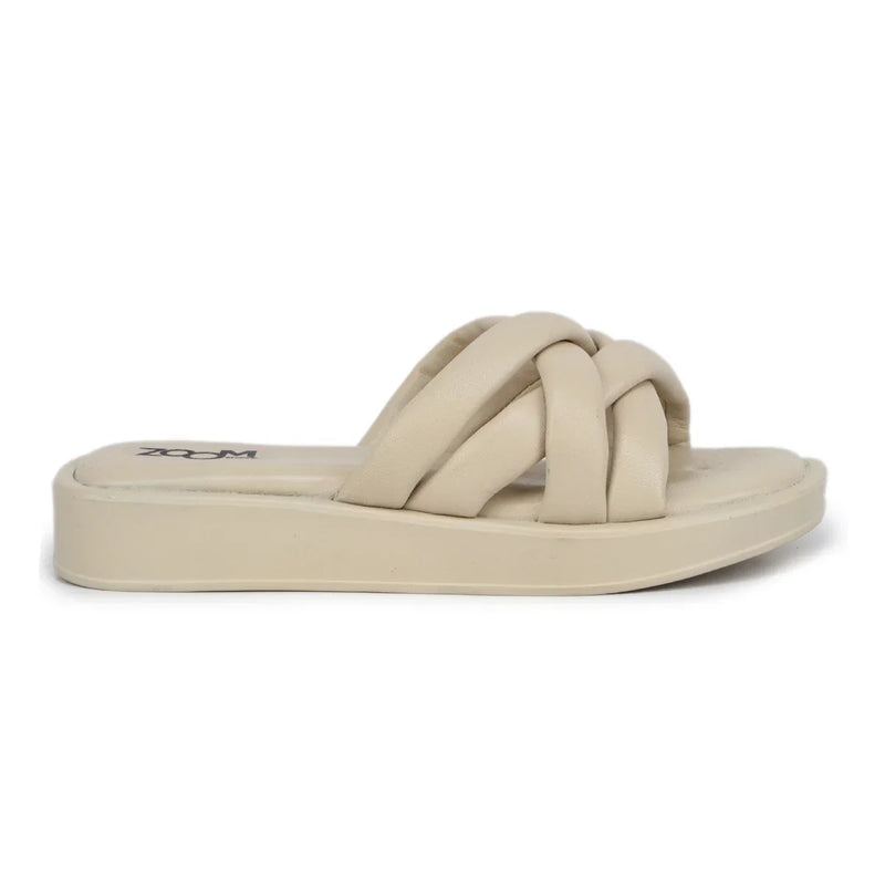 Stylish Women's Leather Slippers with Criss-Cross Design - L 212