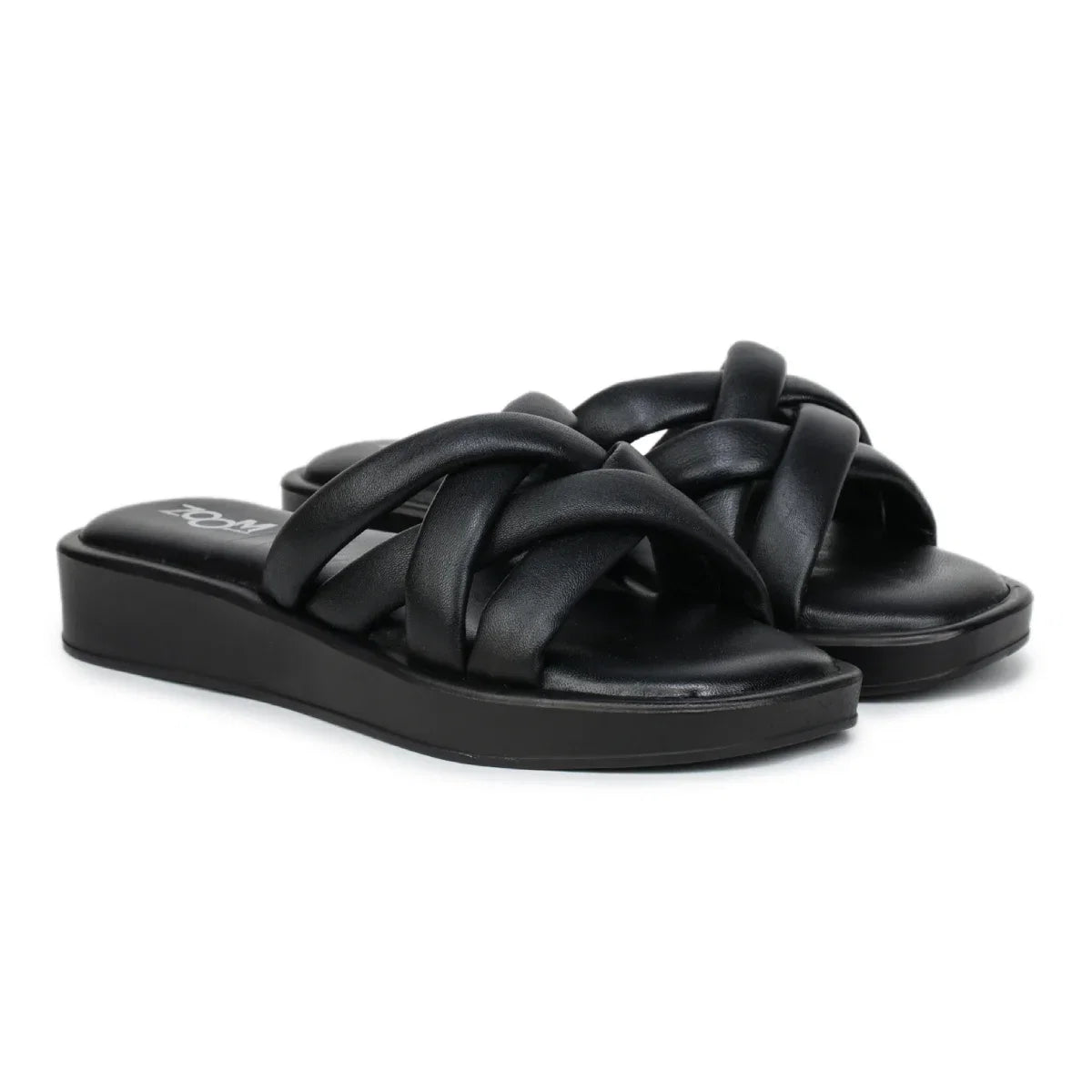 Stylish Women's Leather Slippers with Criss-Cross Design - L 212