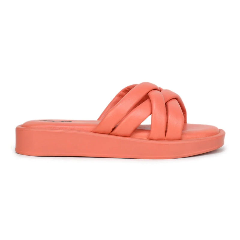 Stylish Women's Leather Slippers with Criss-Cross Design - L 212