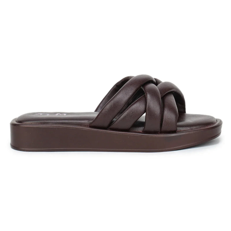 Stylish Women's Leather Slippers with Criss-Cross Design - L 212