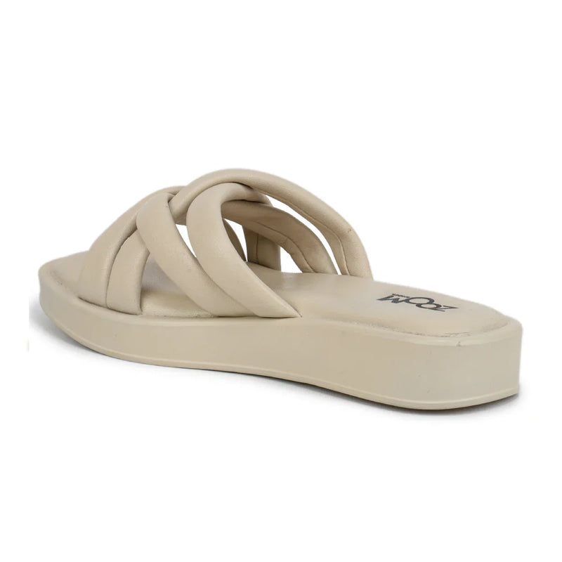 Stylish Women's Leather Slippers with Criss-Cross Design - L 212