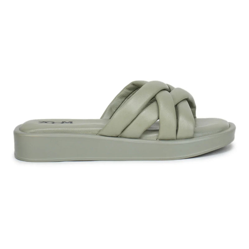 Stylish Women's Leather Slippers with Criss-Cross Design - L 212